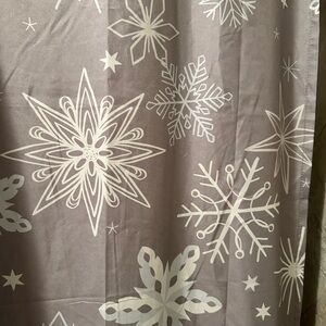 Snowflake Pattern Shower Curtain - Gray and White